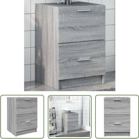 The Living Store Waschbeckenunterschrank Grau Sonoma 40x37x59 cm Holzwerkstoff - Waschtischunterschrank - Badezimmermöbel - Badschränkchen - Holzwerkstoff - Grau Sonoma