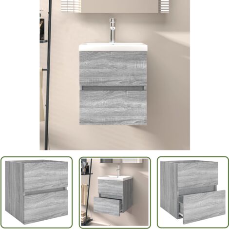 The Living Store Waschbeckenunterschrank Grau Sonoma 41x38,5x45 cm Holzwerkstoff - Waschbeckenunterschrank - Badezimmermöbel - Badeschränke - Holzwerkstoffschrank - Grau Sonoma