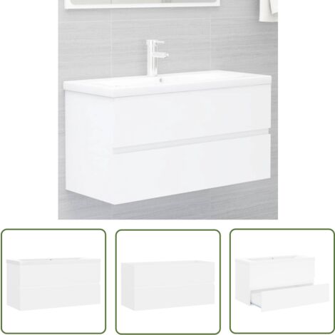 The Living Store Waschbeckenunterschrank mit Einbaubecken Weiß Holzwerkstoff - Waschbeckenunterschrank - Holzwerkstoff Möbel - Badezimmermöbel - Weißer Waschtisch - Einbauwaschbecken