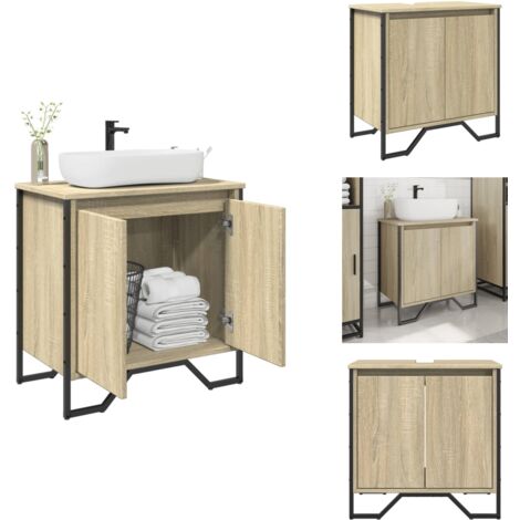 The Living Store Waschbeckenunterschrank Sonoma-Eiche 60x35x60 cm Holzwerkstoff - Badmöbel