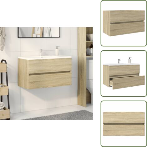 The Living Store Waschbeckenunterschrank Sonoma-Eiche 80x38,5x45cm Holzwerkstoff - Waschbeckenunterschrank - Badezimmermöbel - Holzwerkstoff - Sonoma Eiche - Spiegelschrank