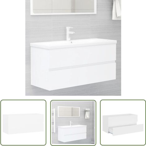 The Living Store Waschbeckenunterschrank Weiß 100x38,5x45 cm Holzwerkstoff - Waschtischschrank - Badezimmermöbel - Holzwerkstoff - Weißer Schrank - Aufbewahrungsbauern