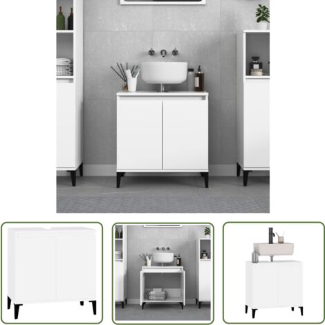 The Living Store Waschbeckenunterschrank Weiß 58x33x60 cm Holzwerkstoff - Waschtisch - Badezimmermöbel - Schubladen - Spiegelschrank - Badeschränke