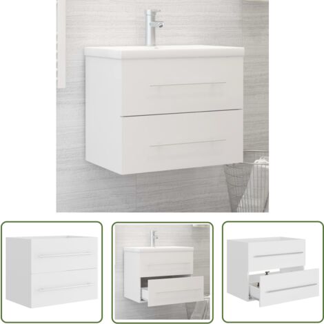 The Living Store Waschbeckenunterschrank Weiß 60x38,5x48 cm Holzwerkstoff - Waschtischschrank - Badezimmermöbel - Holzwerkstoffschrank - Weißer Schrank - Unterschrank