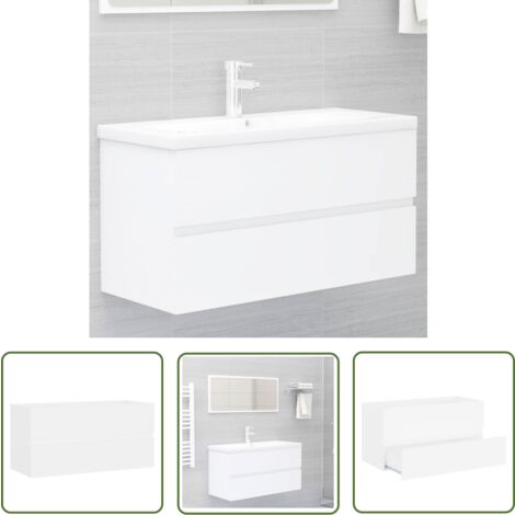 The Living Store Waschbeckenunterschrank Weiß 90x38,5x45 cm Holzwerkstoff - Waschtischschrank - Badezimmermöbel - Holzwerkstoffschrank - Weißer Schrank - Spiegelschrank