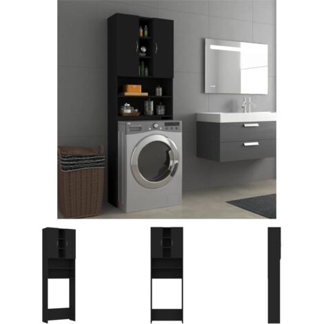 LONGZIMING The Living Store Waschmaschinenschrank Schwarz 64x25,5x190 cm - Zubehör für Waschmaschinen und Wäschetrockner