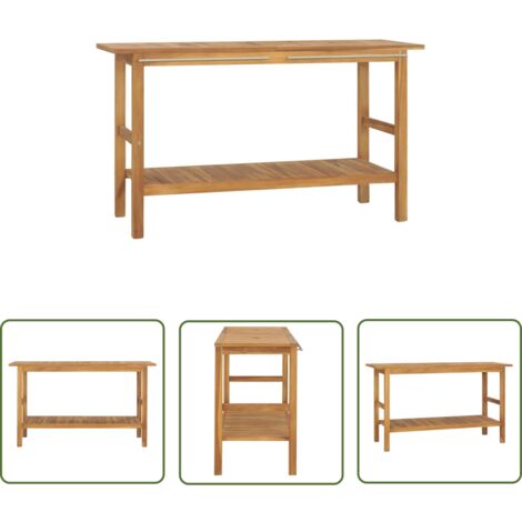 The Living Store Waschtisch Massivholz Teak 132x45x75cm - Badezimmermöbel - Holz Wascht Tisch - Teekholzmöbel - Waschtisch Unterschrank - Badezimmer Einrichtung