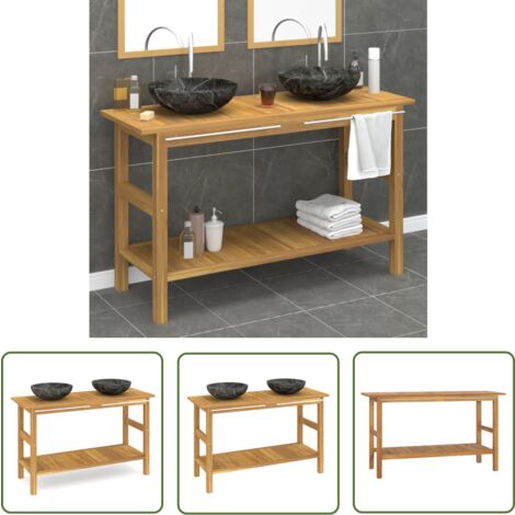 The Living Store Waschtisch mit Schwarzen Marmorbecken Massivholz Teak - Badezimmermöbel - Waschtisch - Marmorwaschbecken - Holzmöbel - Teakholzmöbel