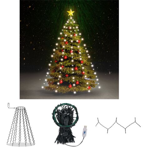 The Living Store Weihnachtsbaum-Lichternetz mit 180 LEDs Kaltweiß 180 cm - Lichtschläuche & Lichterketten