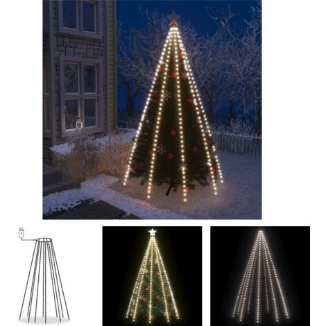 VidaXL LED Weihnachtsbaum Für Fahnenmast, 180 Cm Hoch, 108 Warmweiße LEDs, 8 Lichteffekte, Mit Erdspieß