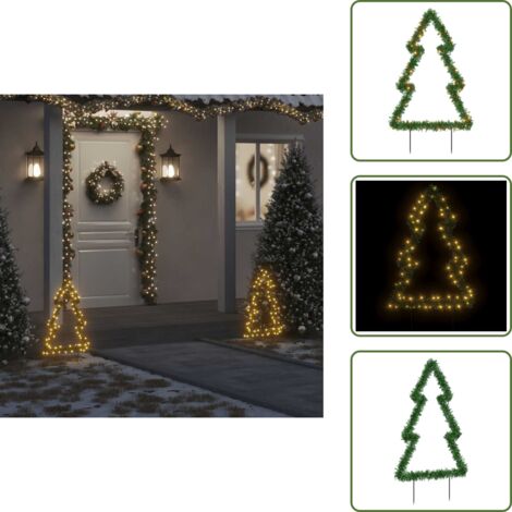 The Living Store Weihnachtsbaum mit Erdspießen und 80 LEDs 60 cm - Weihnachtsdeko - Weihnachtsbaum - LED Beleuchtung - Outdoor Dekoration - Indoor Dekoration