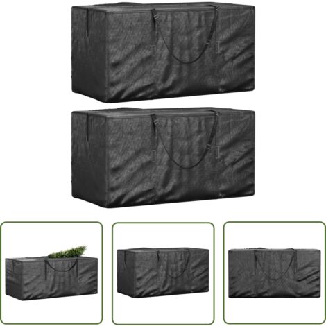 The Living Store Weihnachtsbaumtaschen 2 Stk. Schwarz Polyethylen - Weihnachtsbaumschutzhülle - Weihnachtsbaumtransporttasche - Aufbewahrungstasche Weihnachten - Gardinenaufbewahrung - Wintergartenabd