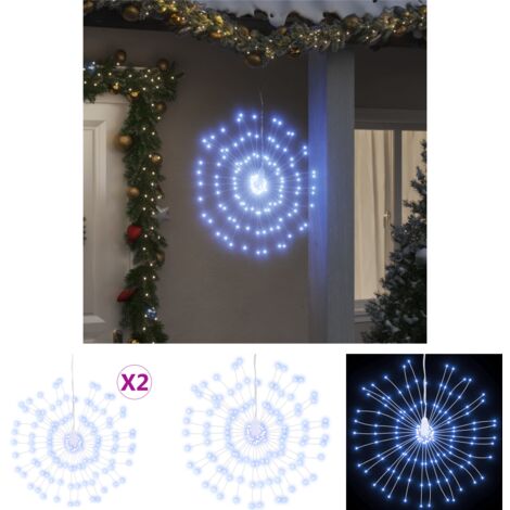 The Living Store Weihnachtsbeleuchtungen Feuerwerk 2 Stk. 140 LEDs Kaltweiß 17cm -  Weihnachtsbeleuchtung