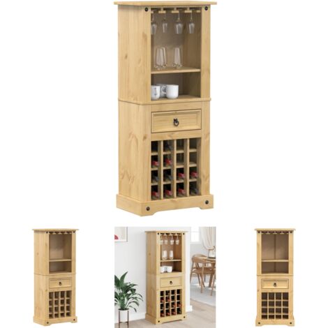 The Living Store Weinregal Corona 56x35x120 cm Massivholz Kiefer - Barschränke & Hausbars