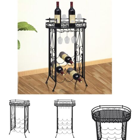 The Living Store Weinregal für 9 Flaschen mit Stielglashalter Metall - Weinregale