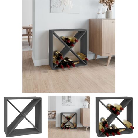 The Living Store Weinregal Grau 62x25x62 cm Massivholz Kiefer - Barschränke & Hausbars