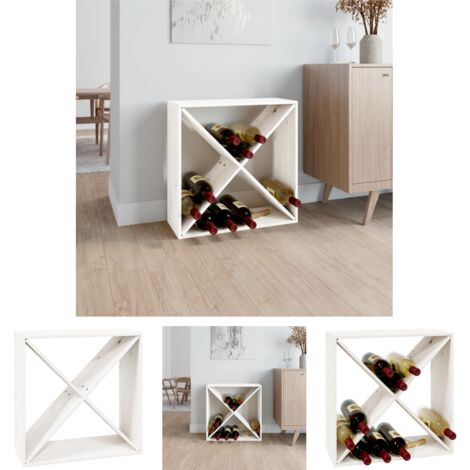 The Living Store Weinregal Weiß 62x25x62 cm Massivholz Kiefer - Barschränke & Hausbars