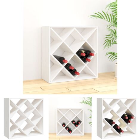 The Living Store Weinregal Weiß 62x25x62 cm Massivholz Kiefer - Barschränke & Hausbars