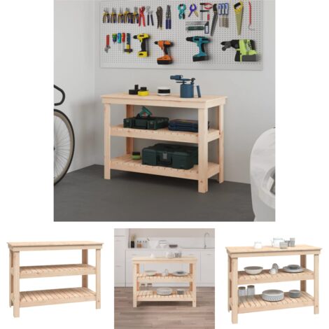 The Living Store - Werkbank 110,5x50x80 cm Massivholz Kiefer