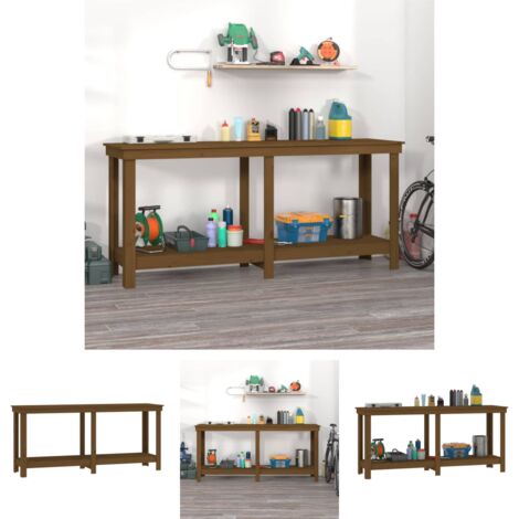 The Living Store Werkbank Honigbraun 180x50x80 cm Massivholz Kiefer - Werkbänke