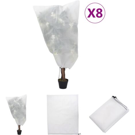 The Living Store Wintervlies mit Kordelzug 8 Stk. 70 g/m² 0,8x1 m - Gartenpflege-Zubehör