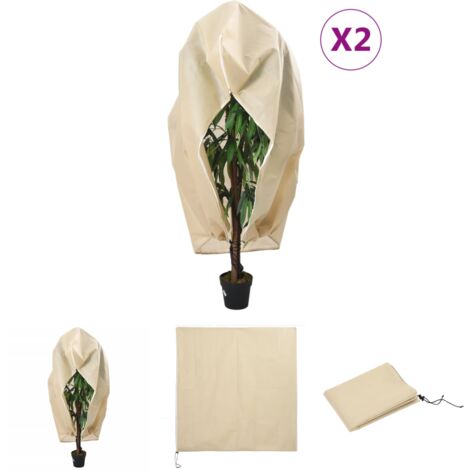 The Living Store Wintervlies mit Reißverschluss 2 Stk. 70 g/m² 1,55x1,55 m -  Gartenpflege-Zubehör