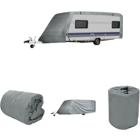 The Living Store Wohnwagen-Abdeckung Grau Gr. L - Kfz-Abdeckplanen