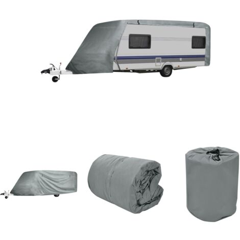 The Living Store Wohnwagen-Abdeckung Grau Gr. M - Kfz-Abdeckplanen