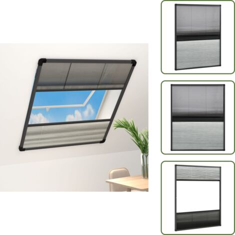 The Living Store Zanzariera Plissettata Finestra Alluminio 80x100 cm con Tendina - Zanzariera finestra