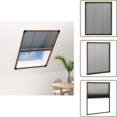 The Living Store Zanzariera Plissettata Finestre in Alluminio Marrone 60x80 cm - Zanzariera plissettata