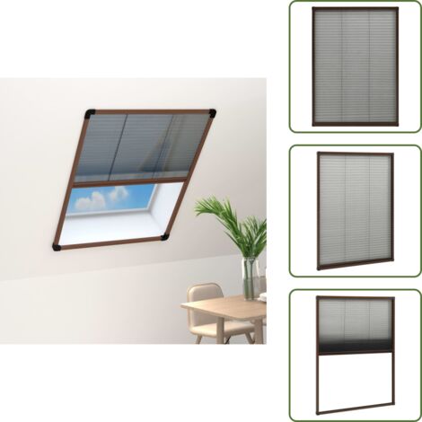 The Living Store Zanzariera Plissettata Finestre in Alluminio Marrone 80x120 cm - Zanzariera plissettata