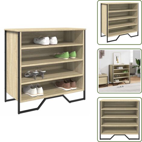 The Living Store Zapatero de madera de ingeniería roble Sonoma 80x38x78 cm - Zapatero de ingeniería