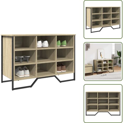 The Living Store Zapatero de madera de ingeniería roble Sonoma 90x38x61,5 cm - Zapatero de ingeniería