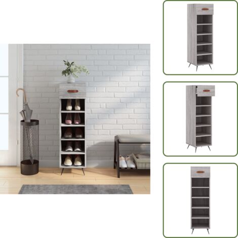 The Living Store Zapatero madera de ingeniería gris Sonoma 30x35x105 cm - Armario de zapatos