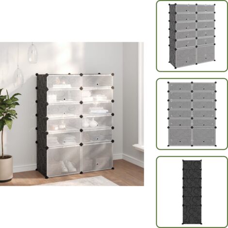 The Living Store Zapatero PP negro 94x37x125 cm - Almacenamiento de zapatos
