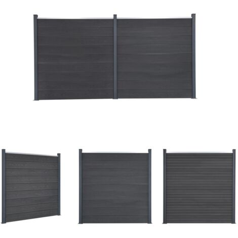 The Living Store Zaunelement-Set Grau 353x186 cm WPC -  Zaunfelder
