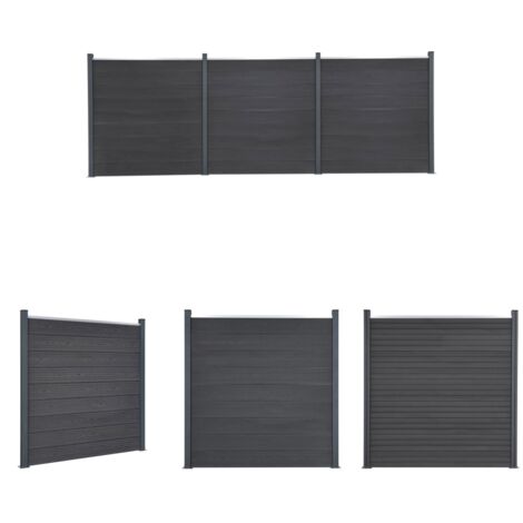 The Living Store Zaunelement-Set Grau 526x186 cm WPC -  Zaunfelder