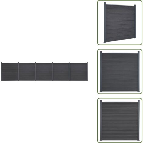 The Living Store Zaunelement-Set Grau 872x186 cm WPC - Zaunbrett