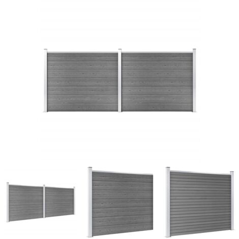 The Living Store -  Zaunelement Set WPC 353x146 cm Grau