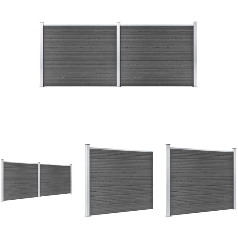 The Living Store - Zaunelement Set Wpc 353x146 Cm Schwarz