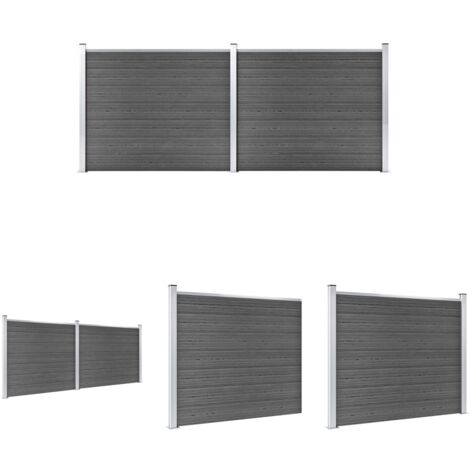 The Living Store -  Zaunelement Set WPC 353x146 cm Schwarz