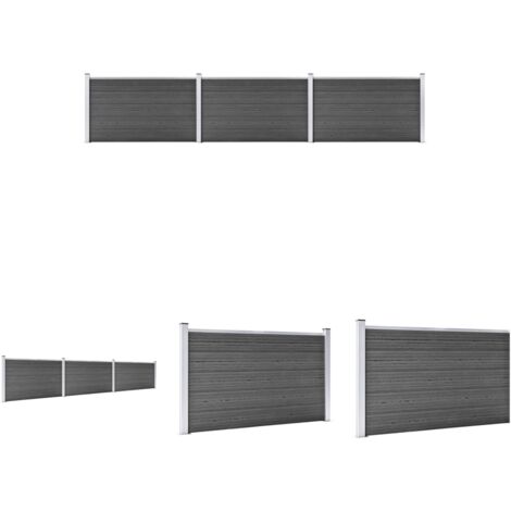 The Living Store -  Zaunelement Set WPC 526x105 cm Schwarz