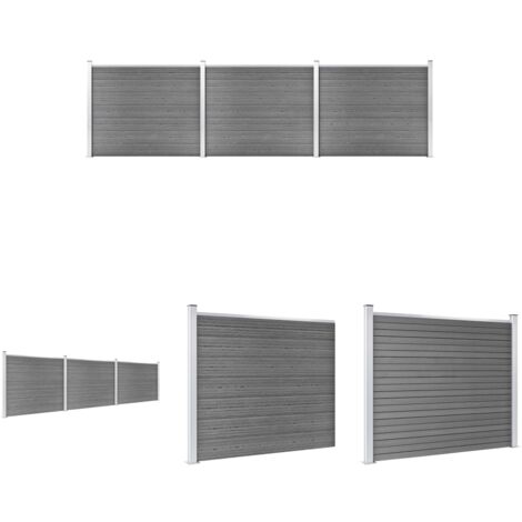 The Living Store -  Zaunelement Set WPC 526x146 cm Grau