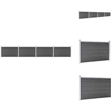 The Living Store Zaunelement Set WPC 699x105 cm Schwarz - Zaunbrett