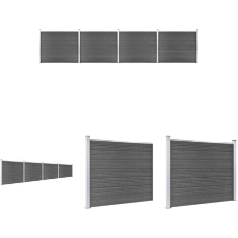 The Living Store -  Zaunelement Set WPC 699x146 cm Schwarz