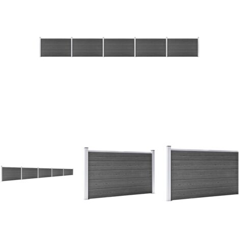 The Living Store -  Zaunelement Set WPC 872x105 cm Schwarz