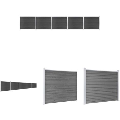 The Living Store -  Zaunelement Set WPC 872x146 cm Grau