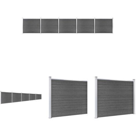 The Living Store -  Zaunelement Set WPC 872x146 cm Schwarz