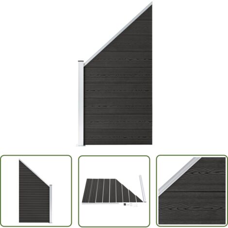 The Living Store Zaunelement WPC 95x(105-180) cm Grau - Gartenzaun - Sichtschutz - WPC Zaun - Wetterfest - Pflegeleicht