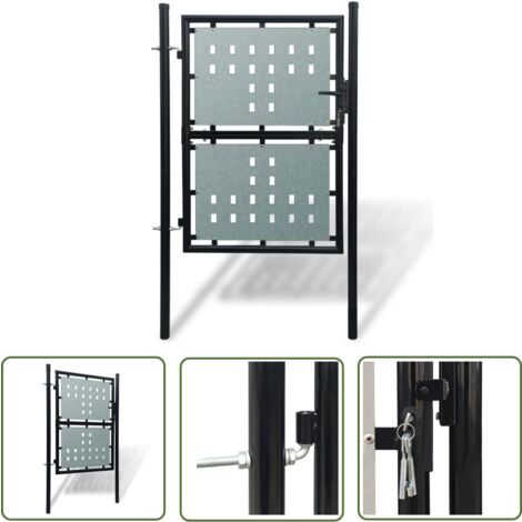 The Living Store Zauntor (Einzeltor) Schwarz 100x250 cm - Zauntor - Einfahrtstor - Gartentor - Zaun - Metalltor